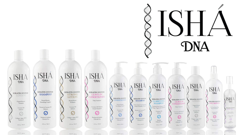 ISHA DNA Keratin Treatment System Shampoo - Sulfate and Parabens Free - For Keratin-Treated and All Hair Types - Coconut Oil Infused (32 Fl oz.)