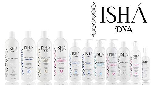 ISHA DNA Keratin Treatment System Leave In conditioner - Sulfate Free - Daily Treatment For Instant Damage Control - Provides Volume and Detangles - Coconut and Argan Oil Infused (12 Fl oz.)